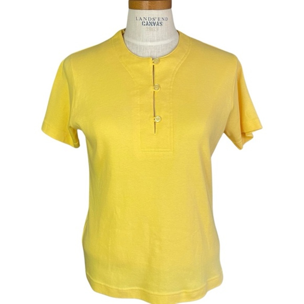 Herman Geist Vtg SzL Yellow Short Sleeve Crew Neck Cotton/Poly Henley Pullover